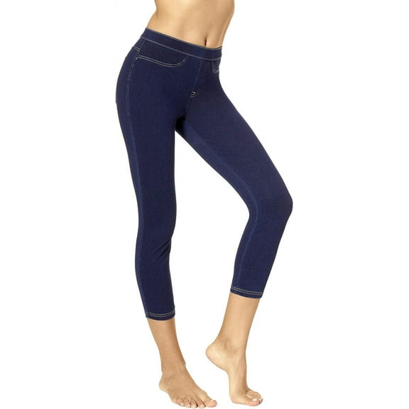No nonsense Women's Classic Denim Indigo Capri Legging, Dark Denim, XX-Large
