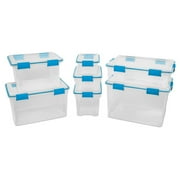 Sterilite Storage Box - Clear Plastic with Blue Latches - 12 Pack, 7.5 qt