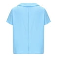 thumbnail image 6 of Htigea Women's Plus Size Cotton Linen T-Shirts Summer Collared Short Sleeve Tops Cute Tee Casual Loose Fit Shirts for Daily Vacation Light Blue XXXL, 6 of 6