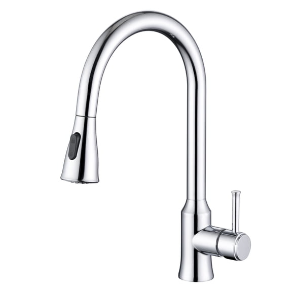 SUMERAIN Pull Down Kitchen Faucet Chrome Finish, Lead-Free Stainless Steel Single Handle High Arc Kitchen Tap
