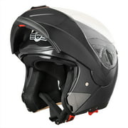 AHR Motorcycle Dual Visor Modular Flip up Full Face Helmet DOT Approved - AHR Helmet RUN-M for Adult Motorbike Street Bike Moped Racing (Black, XL)