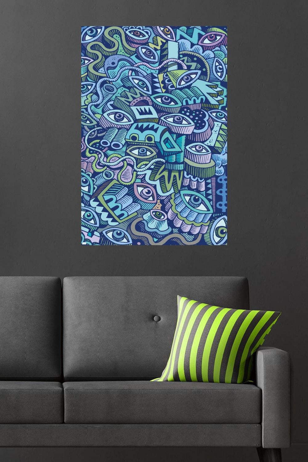 Big Blue Doodle Wall Poster, 22.375" x 34"