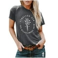 thumbnail image 1 of TSADFHJI Hauts Femmes Manches Courtes Col Rond Été Mode Décontracté Haut Manches Courtes avec Petite Fleur Imprimée T-Shirt en Coton Coloré TG Gris, 1 of 3
