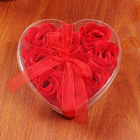 9Pcs Heart Scented Bath Body Petal Rose Flower Soap Wedding Decoration Gift
