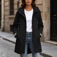 thumbnail image 3 of TGSLY Drawstring Hooded Rain Jacket for Women Lightweight Full Zip Long Sleeve Windproof Trench Coat Casual Solid Color Outerwear with Pockets XL, 3 of 10
