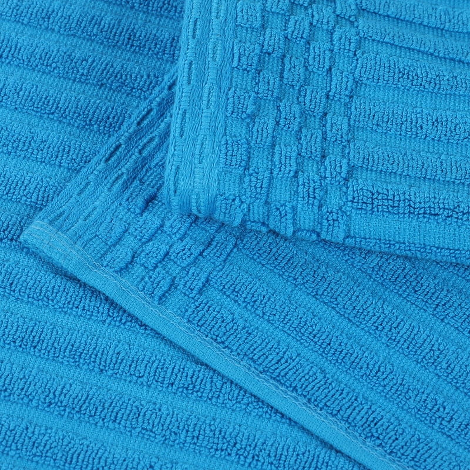 Superior Soho Ribbed Cotton Absorbent Hand Towel Set of 4, Azure