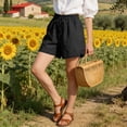 thumbnail image 5 of Delayuji Womens Linen Short Elastic High Waist Lace Trim Loose Shorts Breathable Casual Loungewear Pants Summer, 5 of 5