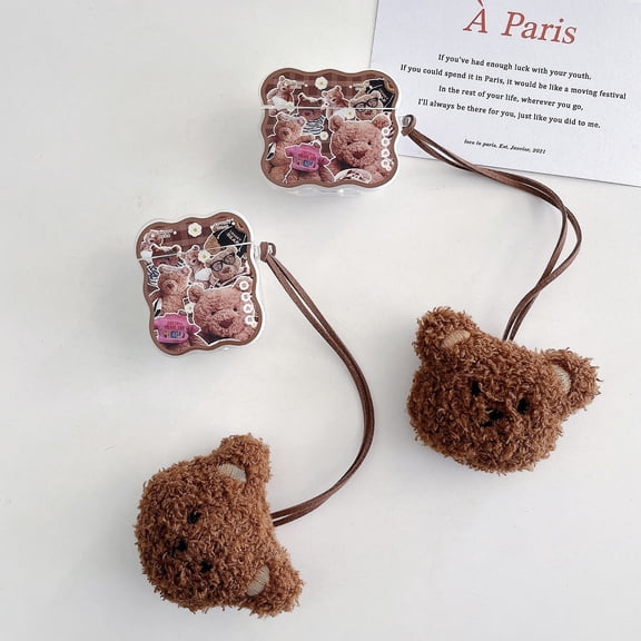 Case For Airpods Pro2 Pro 3rd 1/2 Bear Doll Silicone Protective Case Airpods Earphone Cover With Plush Bear Pendant