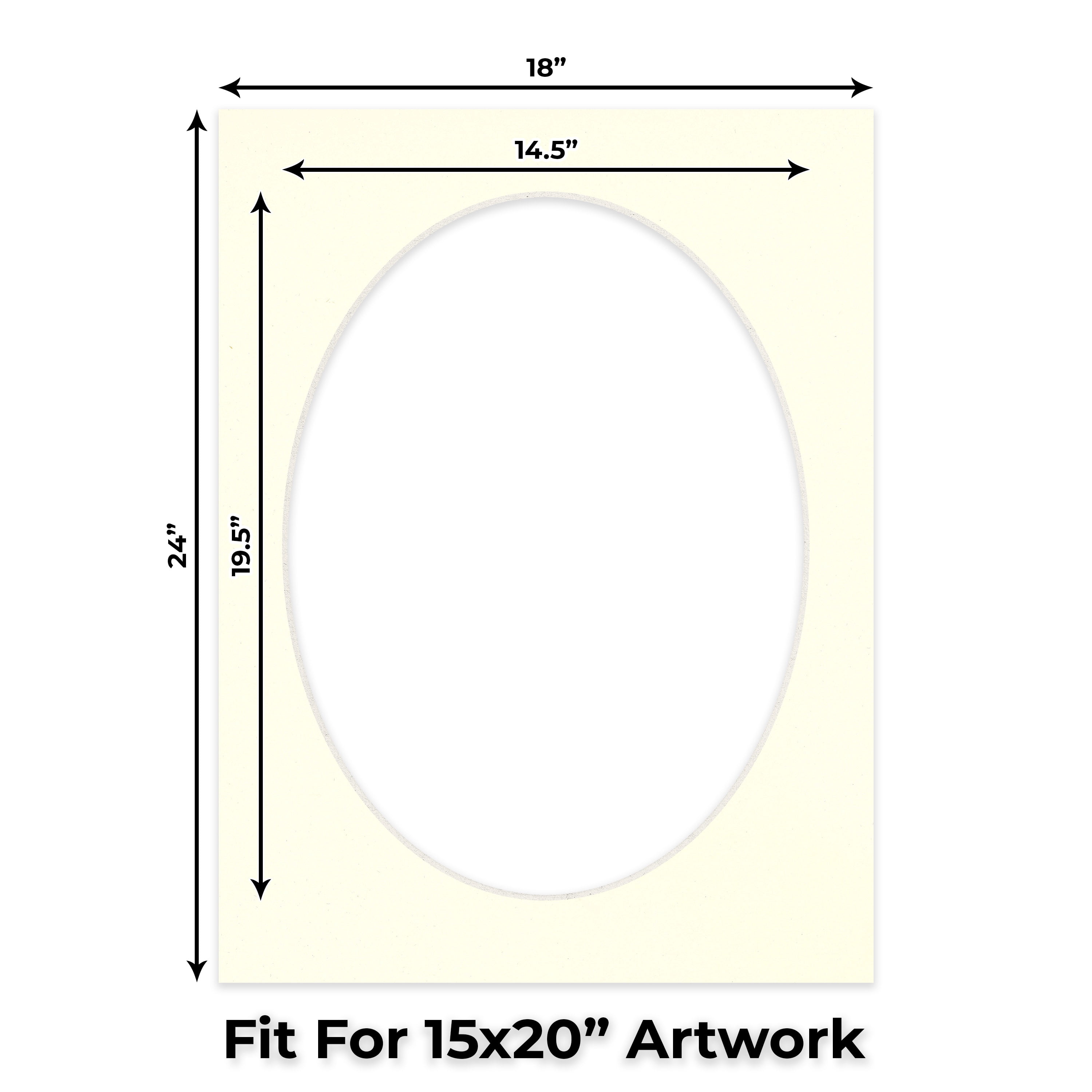 Cream Linen Picture Frame Mat for 18x24 Frames - Oval Opening for 15x20 Photos - 1 Mat