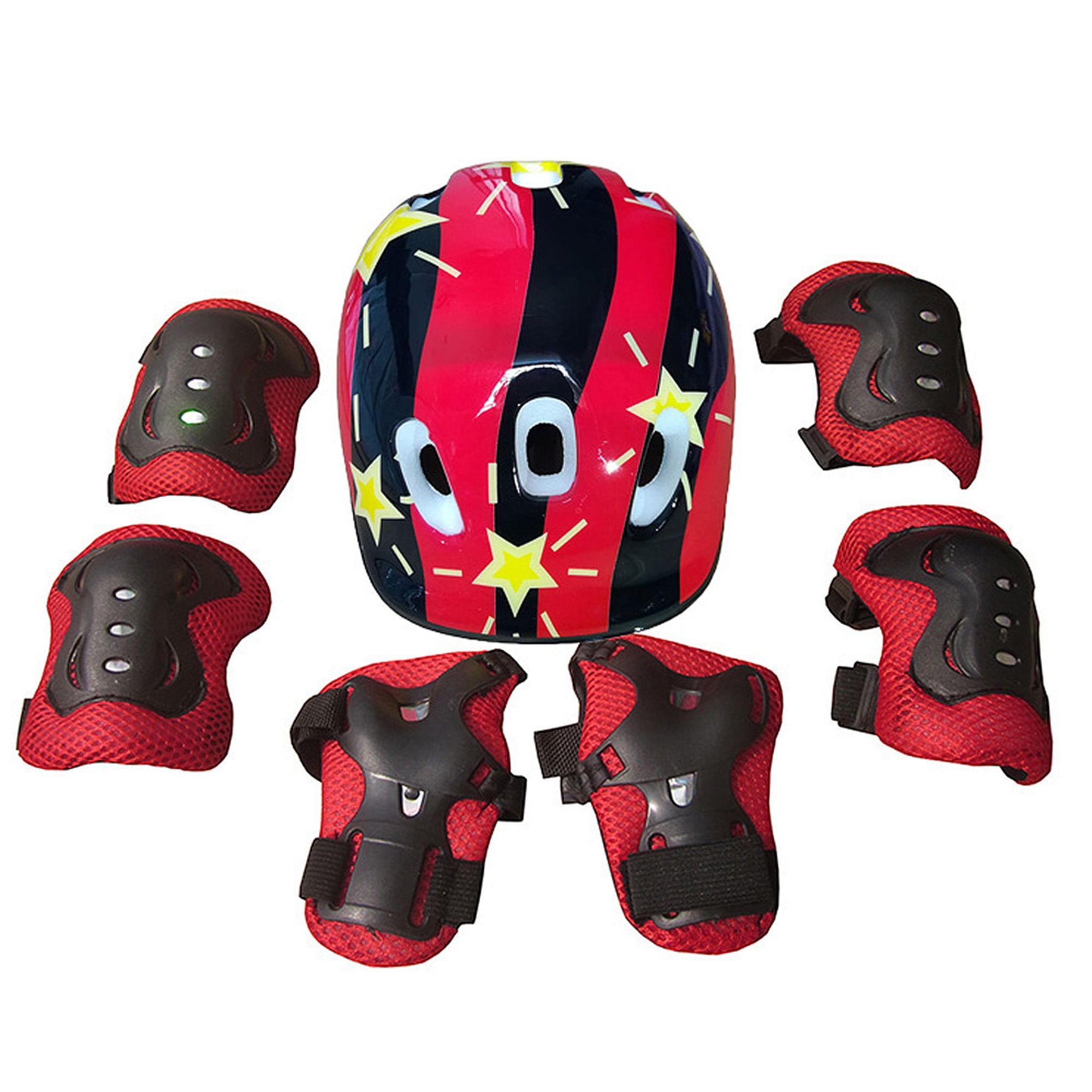 Kids Skating Protector 7Pcs/Set Safety Helmet Knee Elbow Wrist Pad Set