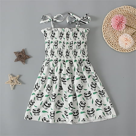 

pop seller Cute Dress For Girls Adjustable Tie Shoulder Dress Smocked Strapless Girl Dress