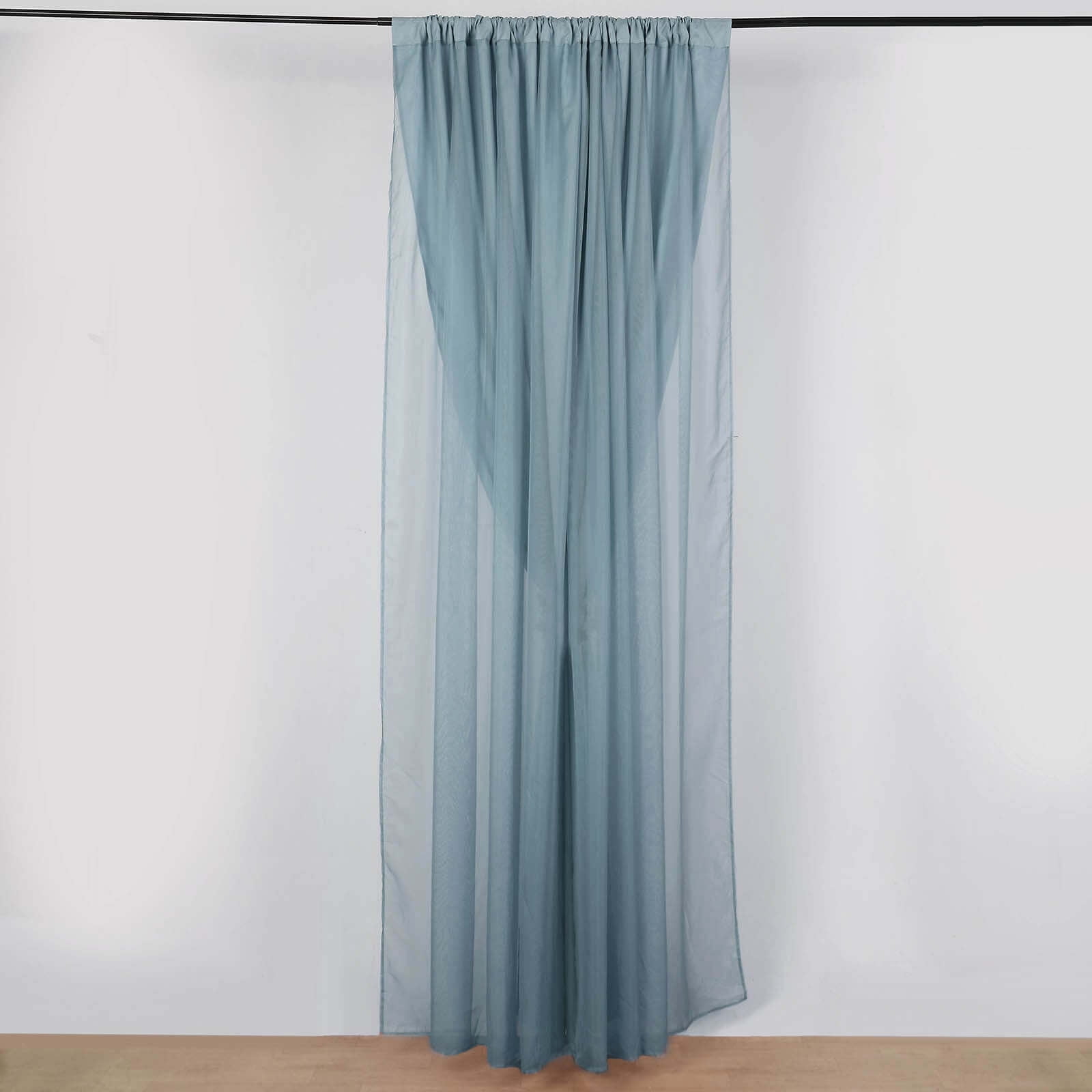 Efavormart 10ftx10ft Dusty Blue Dual Layered Polyester Sheer Chiffon Backdrop Curtains With Rod Pockets