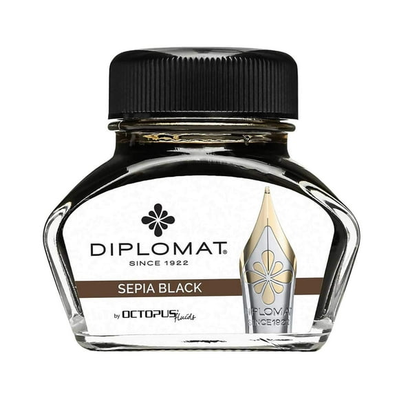 Diplomat D41001001 Stylo Plume Sépia Noir Bouteille d'Encre