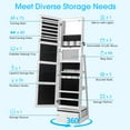 thumbnail image 5 of Ktaxon 360° Swivel Lockable Jewelry Cabinet, Jewelry Armoire Standing with Full Length Mirror & Drawer, White, 5 of 6