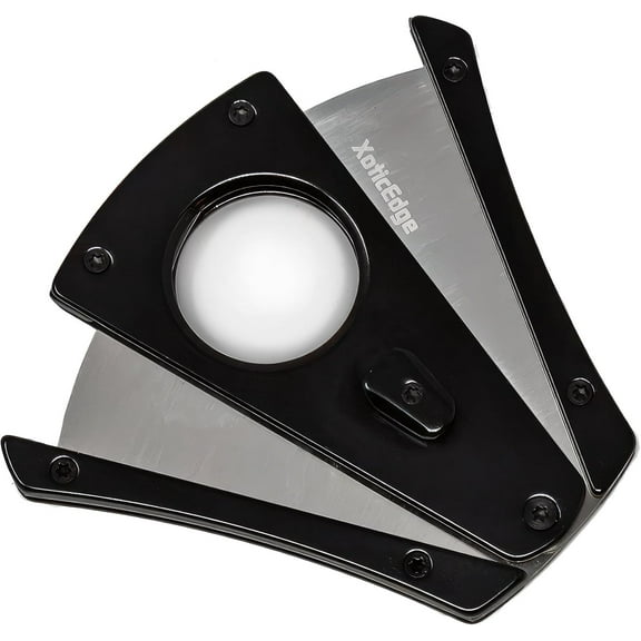 Prestige Import Group XoticEdge XhaleX Aluminum Body Dual Wing Stainelss Steel Blade Cigar Cutter - Up to 64 Ring Gauge - Black