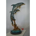 thumbnail image 3 of Nifao Two Dolphins Outdoor Fountain Statue, Bronze Garden Water Feature Sculpture with Marble Base for Patio & Yard – Garden Outdoor Decor Sculpture, 19"L x 15"W x 36"H, 3 of 9