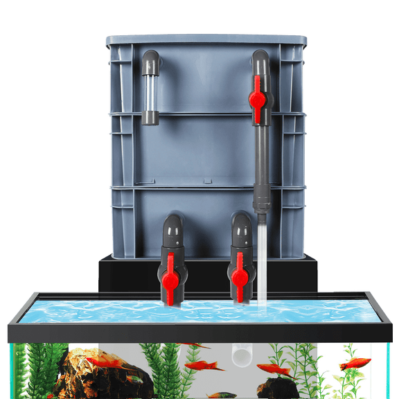 VNEKVA 3-Layer Aquarium Filter Box, Fish Tank Filtration & Circulation System for 20–70 Gallon Tanks