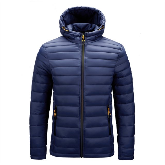 RKSTN Puffer Jacket Men Winter Warm Cotton Padded Hooded Down Jacket Patchwork Slim Windproof Full Zipper Winter Jacket with Pockets