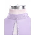 thumbnail image 5 of inlzdz Women Figure Skating Dance Dress Mesh Rhinestones Asymmetrical Ballet Lyrical Dancewear Light Purple XXL, 5 of 7