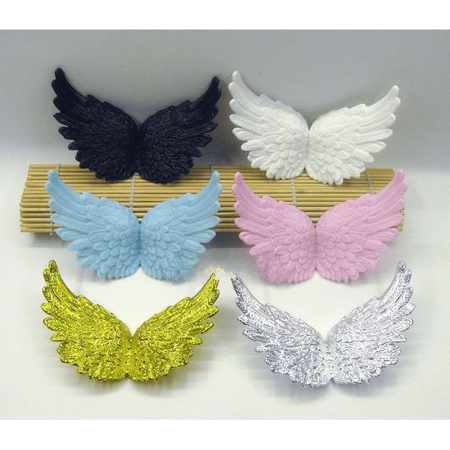 Alas de ángel multicolores de oro blanco, accesorios para manualidades navideñas, decoración para tartas, alas de plástico de 8/10 cm