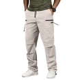 thumbnail image 3 of Men's Hiking Cargo Pants, Casual Trousers Joggers, Elastic Waist Drawstring Straight Leg, Quick Dry Lightweight Breathable, Multi-Pocket Workwear Outdoor, Summer | AKLJWH,White 3XL, 3 of 9