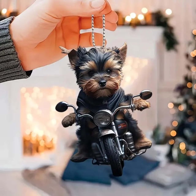 RKSTN A Pendant Acrylic Flat Car Pendant Motorcycle Dog Backpack Accessories Home Decor Backpack Pendant Christmas Tree