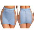 thumbnail image 3 of Xnihocha Womens See Through Mesh Mini Skirt With Shiny Rhinestones Bodycon Style For Clubbing And Party Light Blue XL, 3 of 6