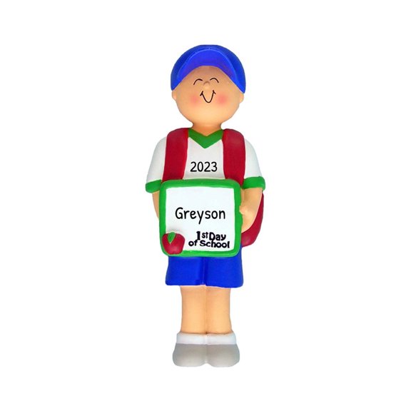 Ornaments by Elves Personalized Boy’s First Day of School Christmas Tree Ornaments 2024 .25lbs
