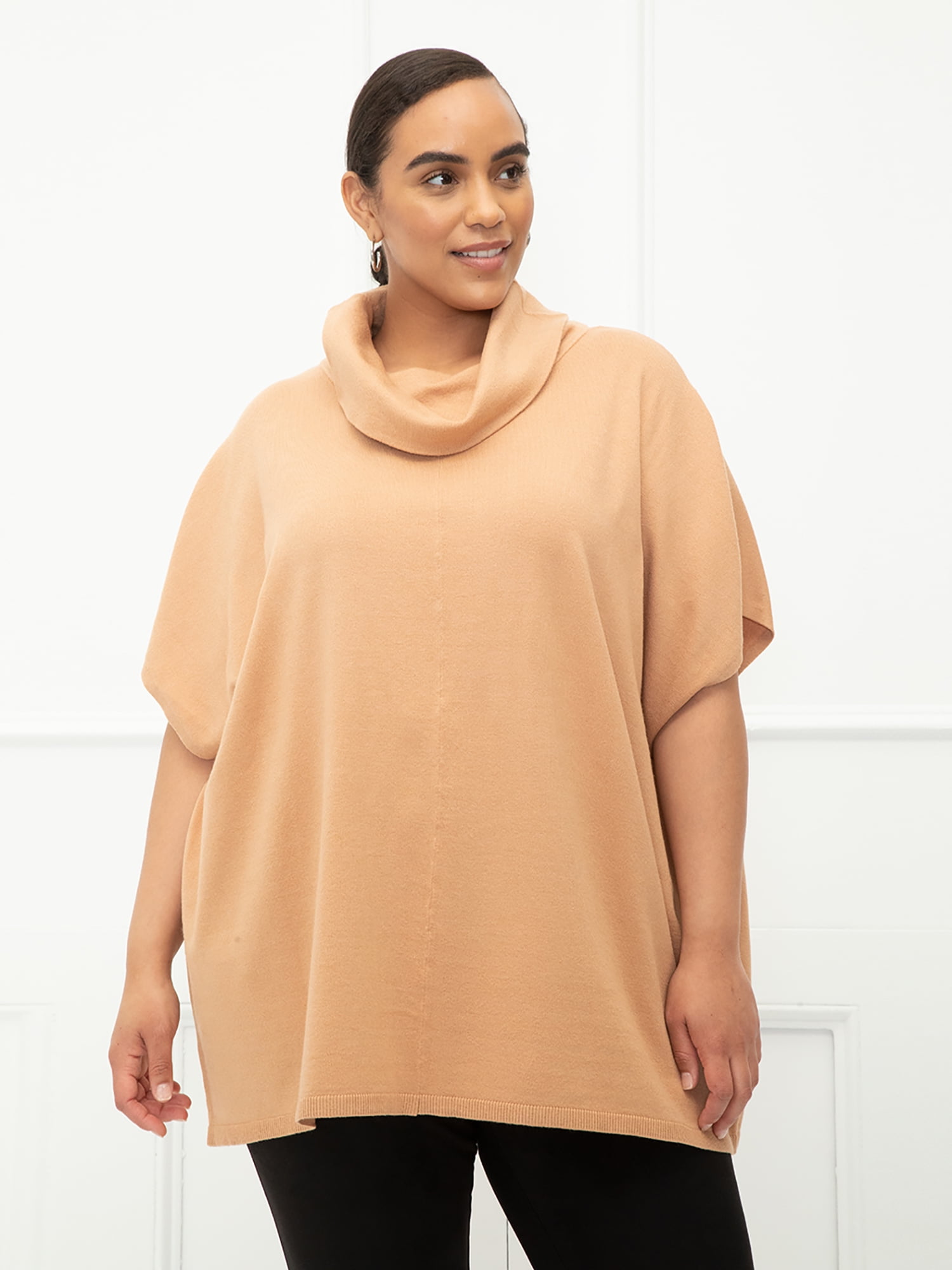 ELOQUII Elements Women's Plus Size Mock Neck Tunic Sweater - Walmart.com