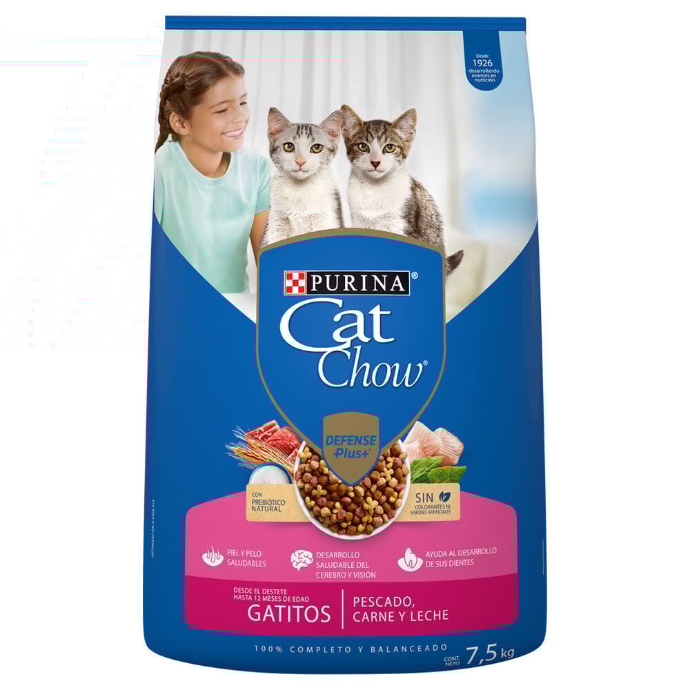 Cat Chow Gatitos Pescado Carne y Leche Defense Plus 7.5 kg