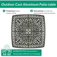 thumbnail image 3 of VIVIJASON Patio Cast Aluminum High Bar Table for 6-8, Outdoor 64" Large Square High Dining Table with 2.2" Umbrella Hole, Weather-Resistant Patio Dining Table for Deck Garden Backyards, Dark Bronze, 3 of 7