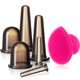 thumbnail image 1 of Juego de ventosas faciales para masaje de cara y ojos, juego de ventosas faciales de silicona con cepillo exfoliante para la piel del cuello de la cara (pequeño mediano grande, negro), 1 of 5