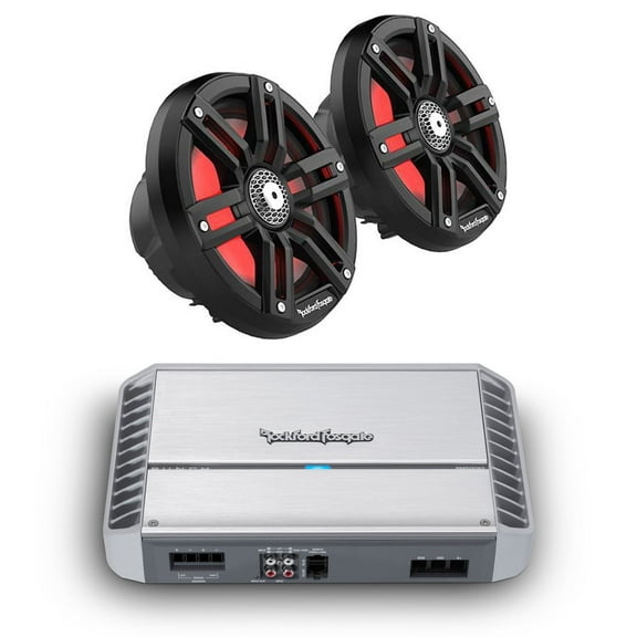 Rockford Fosgate - M2-65B 6.5" Black Marine Color Optix Coaxial with Punch Marine Series PM500X2 Amplifier