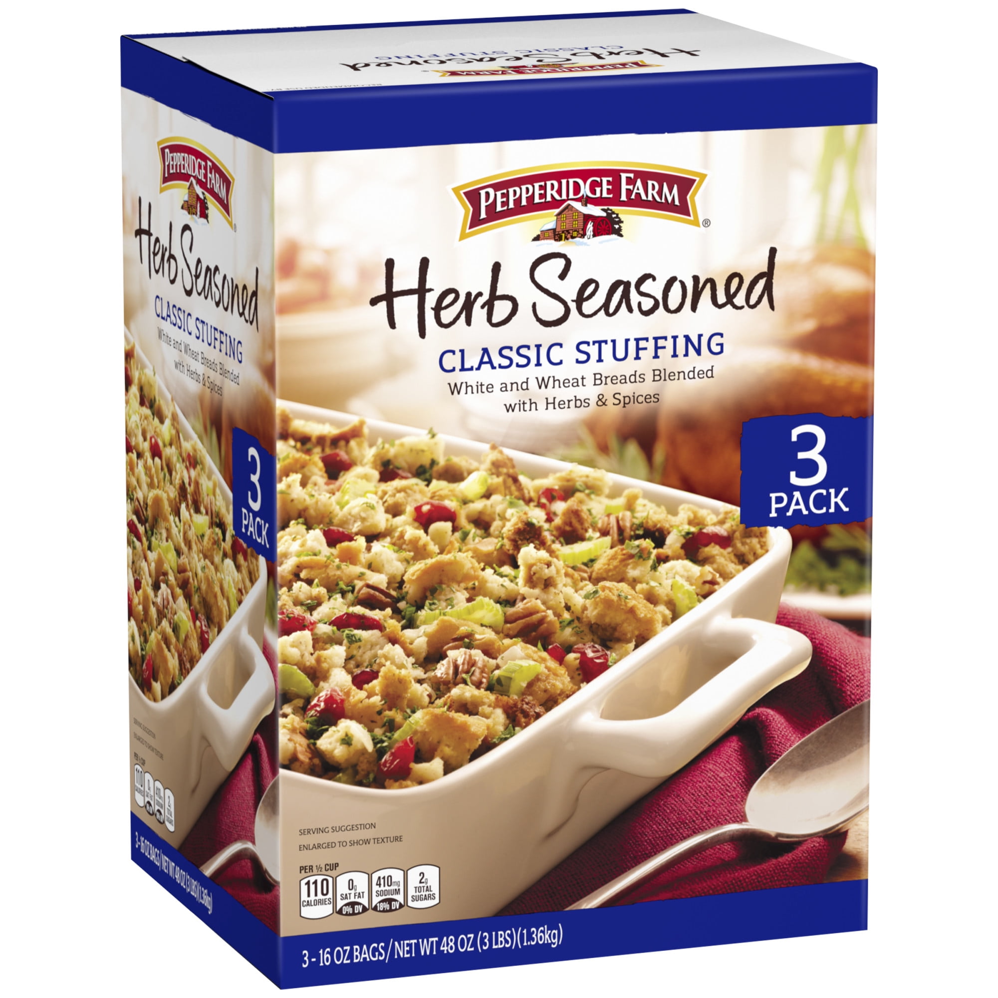Pepperidge Farm Herb Seasoned Classic Stuffing, 48 oz. Box, 3pack