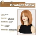 thumbnail image 2 of Creamily 12" Short Blonde Bob Wigs for Women Straight Short Wigs with Bangs Synthetic Strawberry Blonde Bob Wigs Glueless Wigs (Strawberry Blonde ), 2 of 7