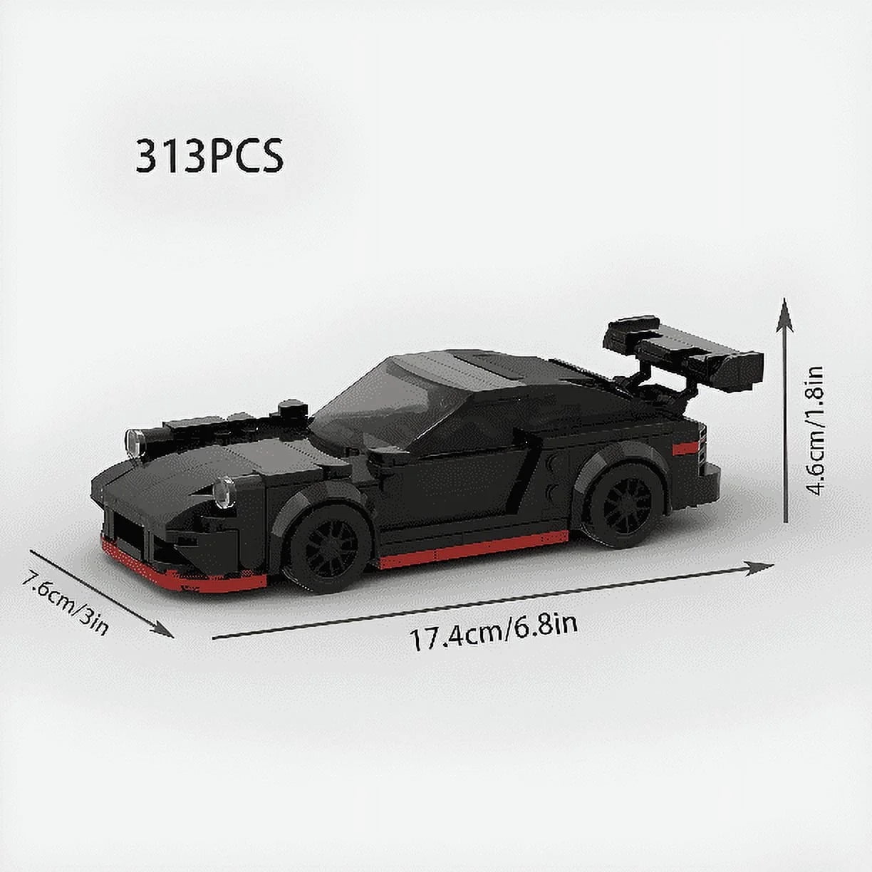 BRICK Porsche 911 GT3 RS Super Car Toy Model Building compatible with LEGO CAR Kit, Great Gift - 313 Pieces