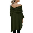 thumbnail image 4 of Elainilye Fashion Womens Shirt Sexy Off Shoulder Top Versatile Large Size Lrregular Hem Knitwear Off Shoulder Shirt,Green, 4 of 7