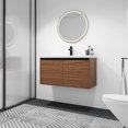 thumbnail image 4 of Floating Bathroom Vanity With Ceramics Countertop Sink, Wall Mounted 2 Doors Bathroom Storage Cabinet Set, Enclosed Storage Space, Hanging Bath Cabinet, 4 of 8