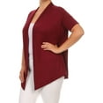 thumbnail image 3 of Women's Plus Size Casual Short Sleeve Loose Fit Solid Draped Open Cardigan (Pack of 2), 3 of 5
