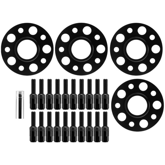 Hub Bore Wheel Adapter, High Strength 15mm Aluminum 5x112mm Modification Wheel Spacer Kit  For Auto Accessories Noir