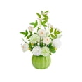 thumbnail image 2 of Pumpkin-Shaped Ceramic Vase with Handmade Silk Flower Arrangement for Living Room, Dining Table, and Home Decor Green, 2 of 5