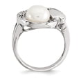 thumbnail image 2 of White Sterling Silver Ring Band Pearl Cubic Zirconia CZ Clear Freshwater, 2 of 3