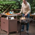 thumbnail image 3 of Grill Cart, Rolling Outdoor Grill Table Kitchen Island with Storage Cabinet and Hooks, Portable Dining Cart Table with Stainless Steel Top and Wheels for Garden, Lawn, Backyard, Patio, Gray, 3 of 10