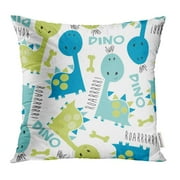 USART Blue Baby Dinosaur Pattern Colorful Adorable Animal Archeology Beautiful Beauty Pillowcase Cushion Cases 20x20 inch