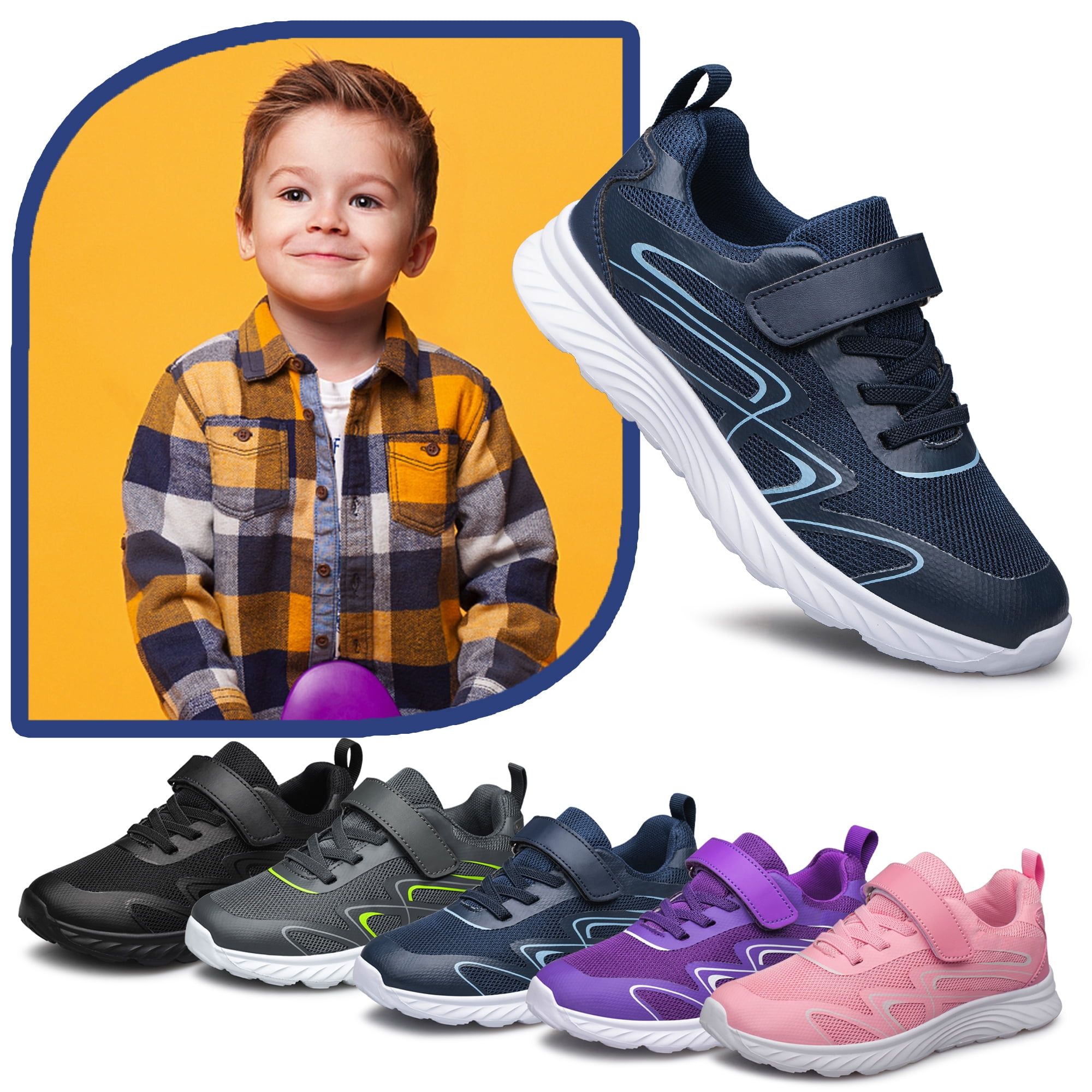 vibdiv Boys Girls Sneakers Kids Shoes Tennis Running Shoes Athletic Non-Slip Sneakers Navy Blue Toddler Size 10