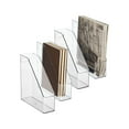 thumbnail image 2 of mDesign Plastic Slim Vertical File Folder Storage Organizer Bin with Handle, Hold Notebooks, Binders, Envelopes, Magazines for Home Office, Work Desktops, Ligne Collection, 4 Pack, Clear Clear Pack of, 2 of 3