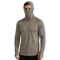 thumbnail image 2 of LEKWK Fishing Shirts for Men Quick Dry Long Sleeve Hooded Face Cover Slim Fit Sun Shirt Lightweight Breathable UPF 50+ Protection Athletic Fishing Wear Khaki XXL, 2 of 7