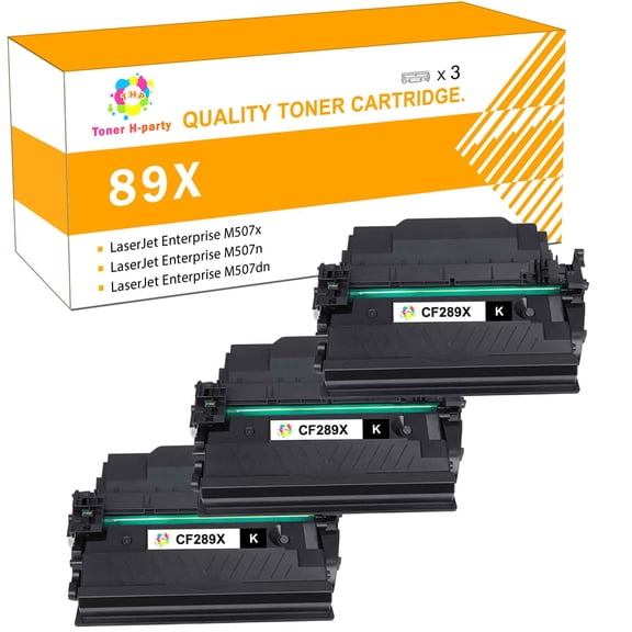 Toner H-Party 3-Pack Without Chip Compatible Toner for HP CF289X 89X LaserJet Enterprise MFP M528dn M528f Printer (Black)