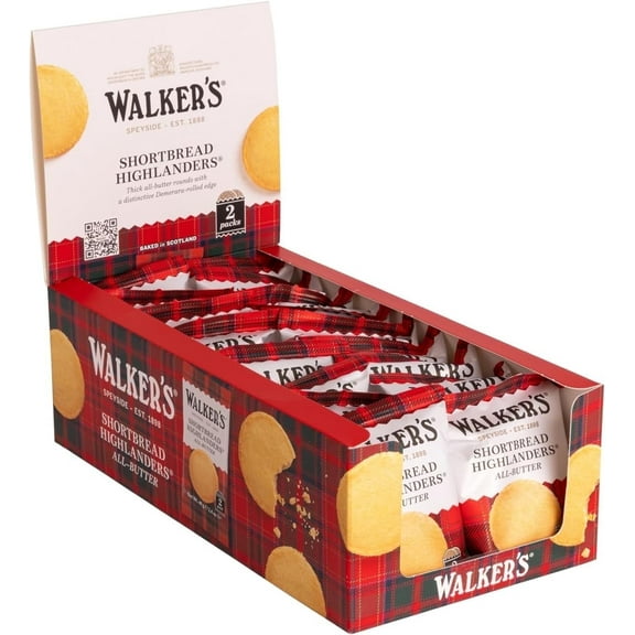 WALKER’S Shortbread Highlanders All-Butter Round Cookie Snack Pack, 18 Count