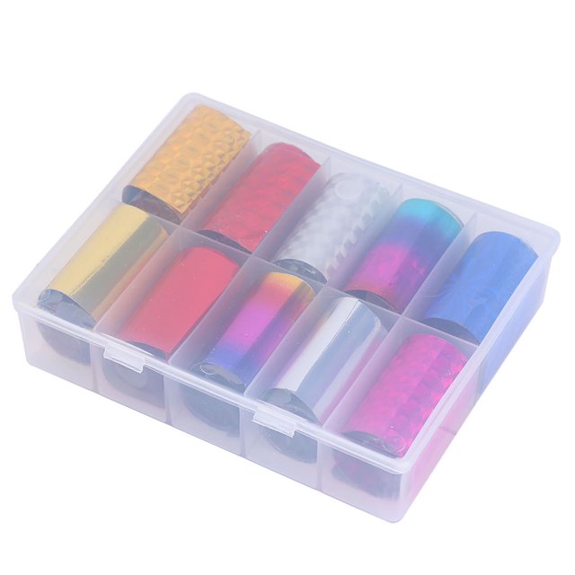 Lámina para uñas Mi X Color, caja de 10 rollos, accesorio para decoración de uñas, lámina de transferencia para decoración de uñas, apariencia llamativa